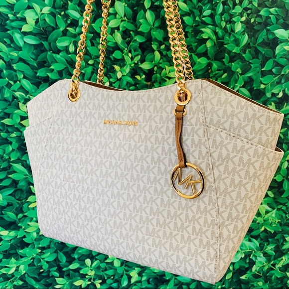 Michael Kors PVC/SAFFIANO LEATHER LARGE CHAIN TOTE - Picture 7 of 8